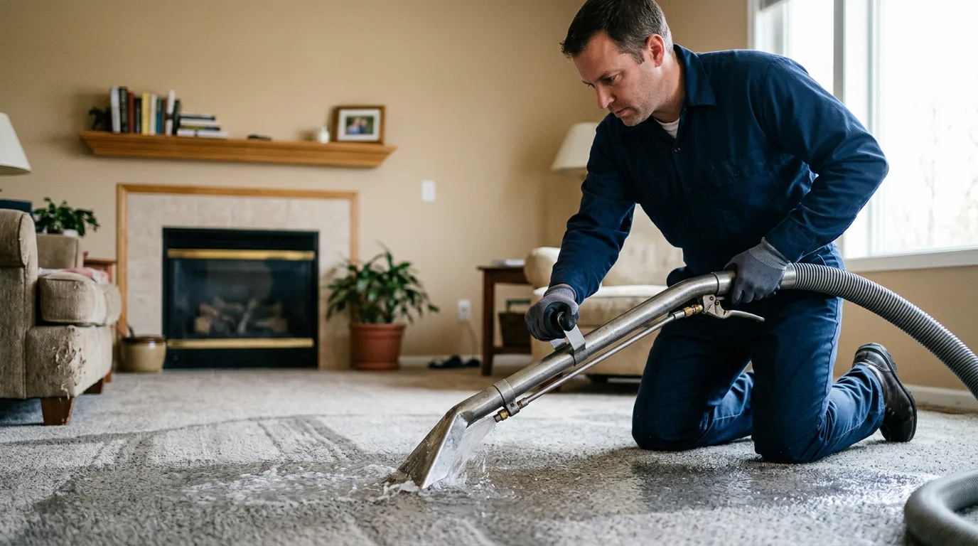 Water damage restoration technician working near Thaxton, MS